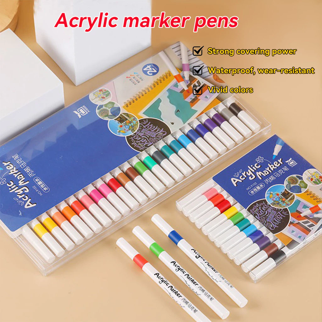 Bộ bút màu nước acrylic 12/24/36/48/60/80 nhanh khô, dùng cho học sinh và văn phòng