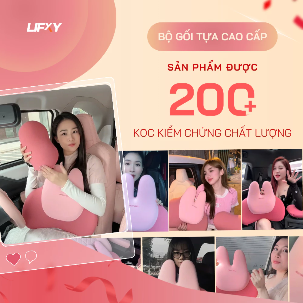 Gối Tựa Đầu & Tựa Lưng Ô Tô HELLO LEIBOO Công Thái Học Tai Thỏ Memory Foam Mềm Mại - Comfy