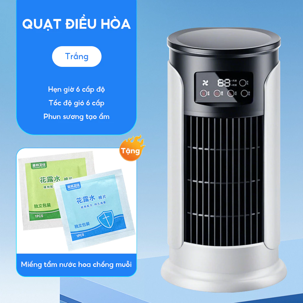 Quạt phun sương tích điện mini, quạt điều hòa hơi nước để bàn làm việc 300ml 2 tốc độ gió