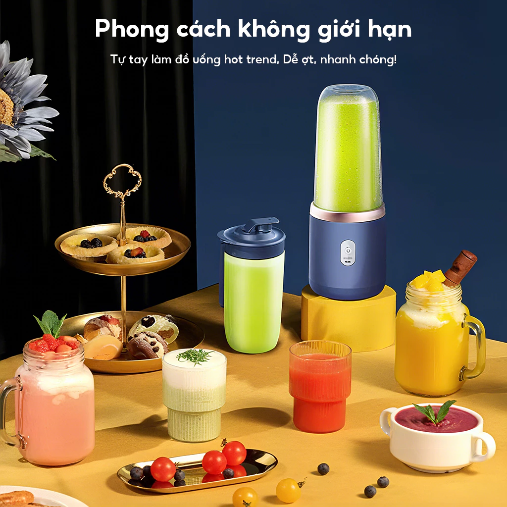 Cốc ép trái cây cầm tay nhỏ gọn, hoàn toàn tự động, đa chức năng, lý tưởng cho học sinh, d