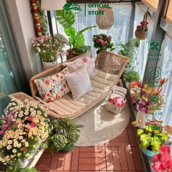 Ghế tựa mây nhựa thư giãn HEALHOMES decor ban công sân vườn quán cafe phòng khách sang trọ