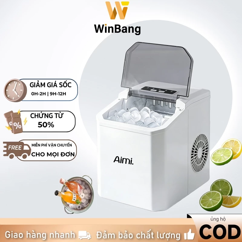 Máy làm đá mini công suất lớn hoàntoàn tự động 15kg đá Tạo Đá Siêu Tốc Trong 6 - 8 Phút